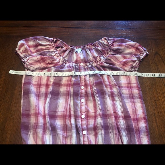 SALE Plaid Peasant Style Blouse - Picture 7 of 9